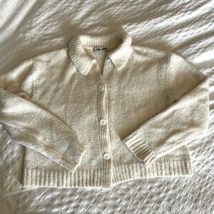Like new collared cashmere/cotton cardigan
